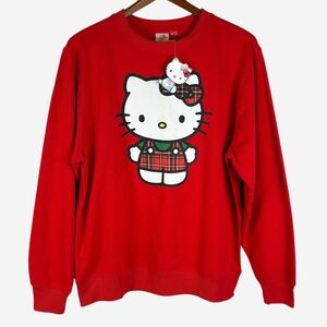 NEW Hello Kitty Sweatshirt Size XL Red Graphic Print Front Holiday Christmas